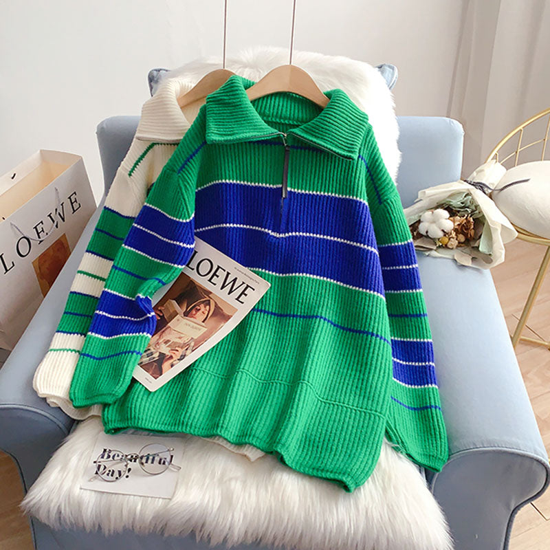 Half Zip high neck Pullover Sweater sweater top 5248