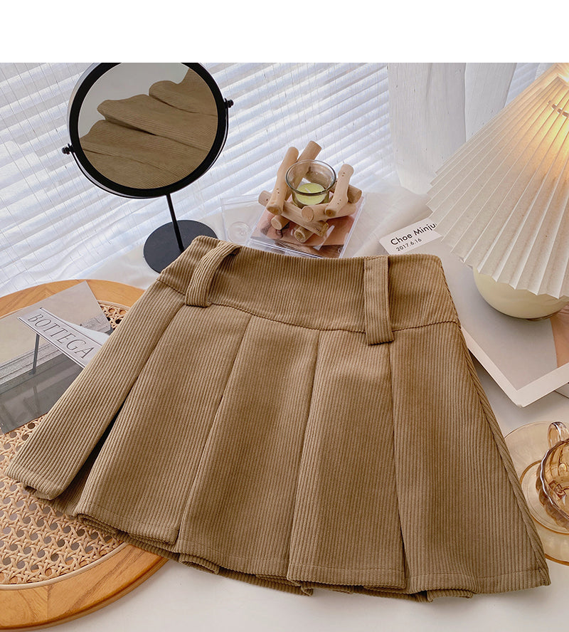 A-line pleated skirt high waist casual skirt 5370