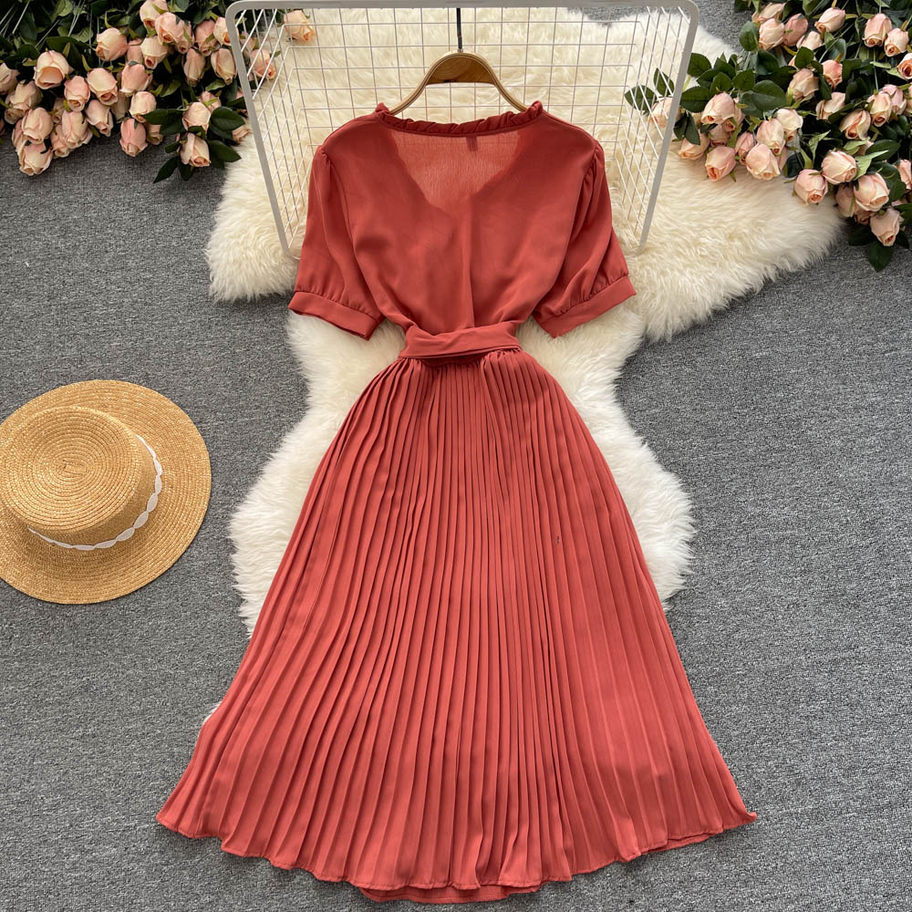 Cute V Neck Chiffon Short Dress Fashion Dress 10816