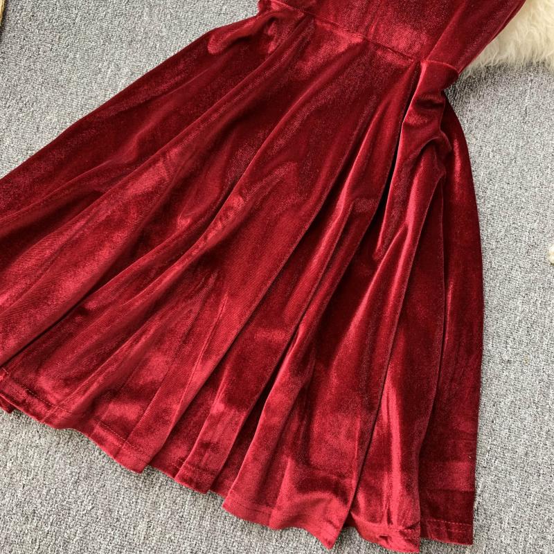 Cute Velvet Short A Line Dress Fashion Dress 10789