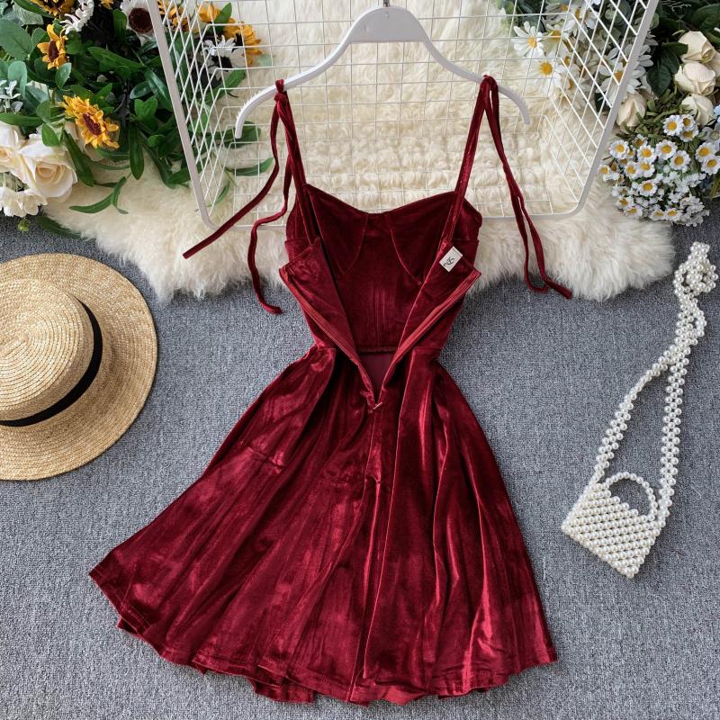 Cute Velvet Short A Line Dress Fashion Dress 10789