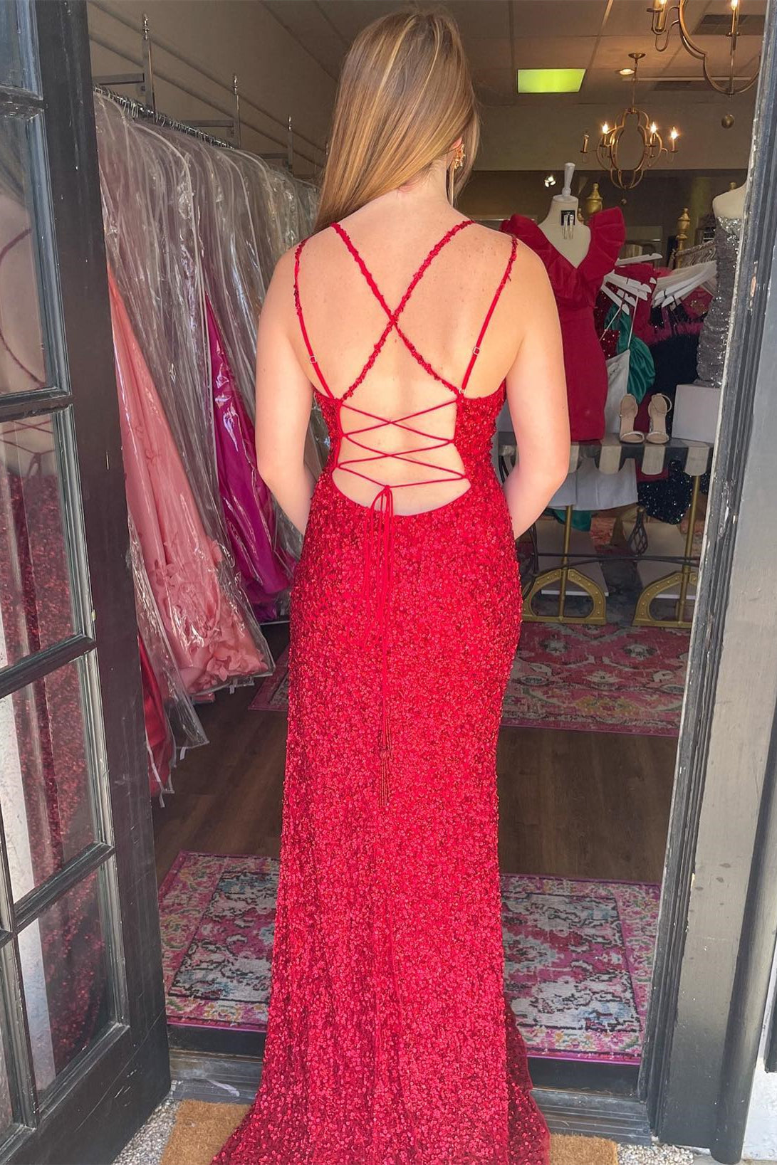 Vestido formal largo de sirena con lentejuelas y abertura, los mejores vestidos de fiesta
