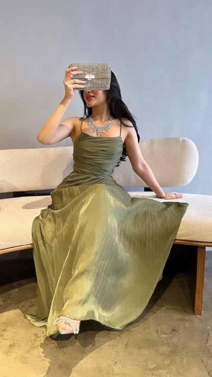Green A Line Long Prom Dresses Formal Occasion Dress