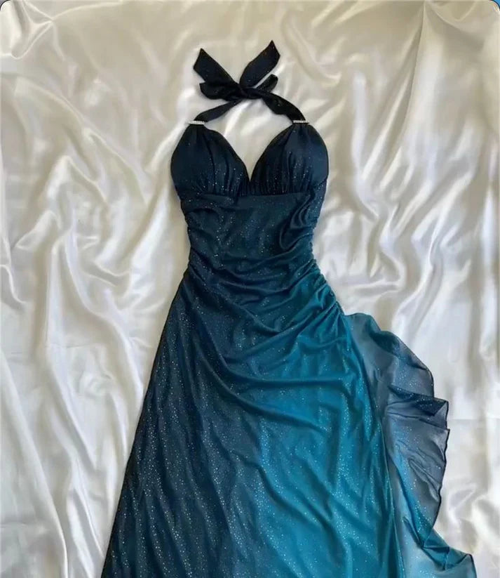 Gorgeous Shiny Beaded Sweetheart Halter-neck Long Sheath Prom Dress Party Dress Evening Dress TP4402