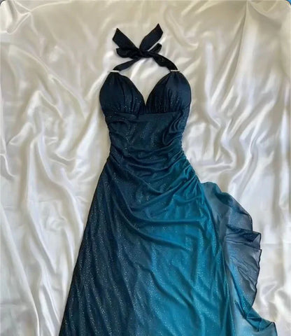 Gorgeous Shiny Beaded Sweetheart Halter-neck Long Sheath Prom Dress Party Dress Evening Dress TP4402