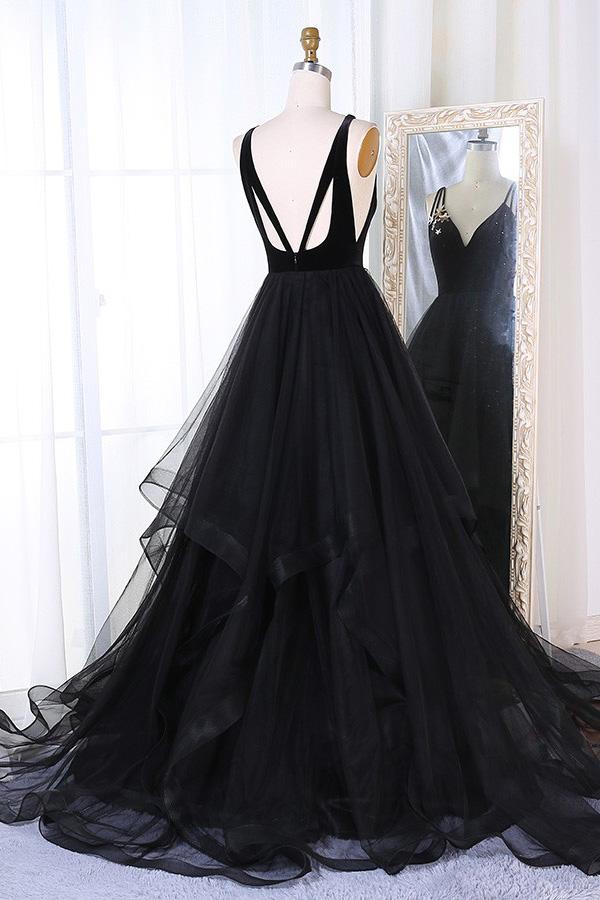 A-Line Sequins Tulle Prom Dress, Star Sequins Evening Dress With Tiered MP709