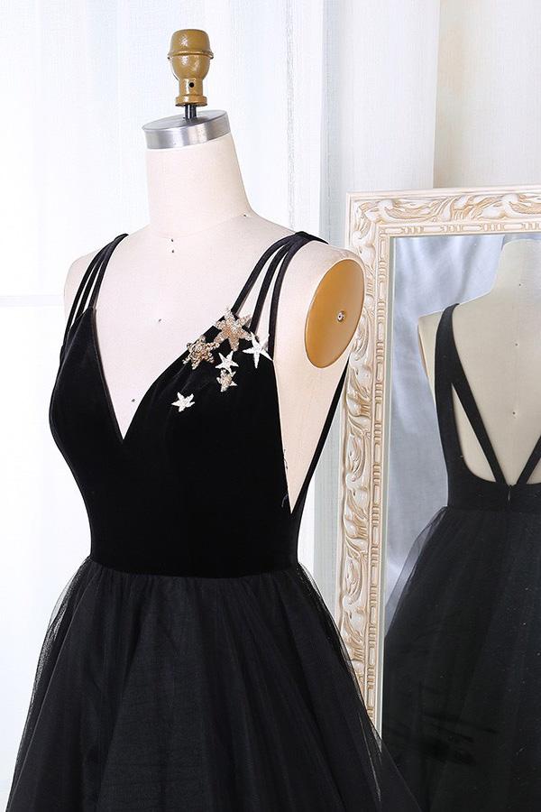 A-Line Sequins Tulle Prom Dress, Star Sequins Evening Dress With Tiered MP709