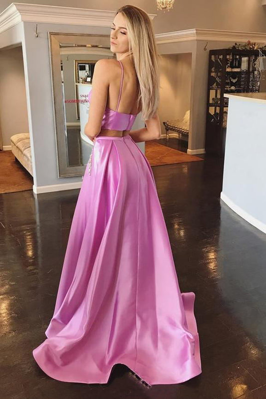 Two Piece Prom Dress Spaghetti Straps with Beading Pockets GP43