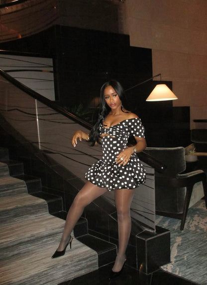 Cute A Line Straps Polka Dot Satin Short Homecoming Dress Cocktail Dress SH3357
