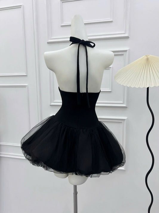 Vestido de fiesta corto con cuello halter, elegante y corto, para cóctel, de noche, para 16 cumpleaños, DH2769