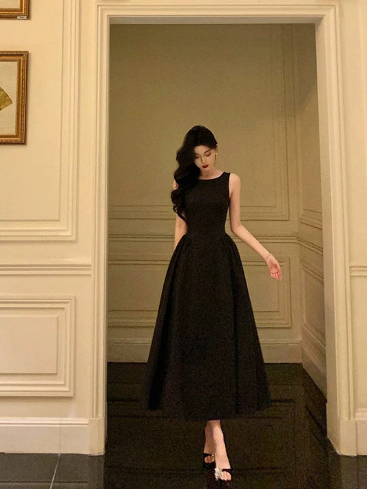 Sexy A Line Scoop Black Sleeveless Prom Dresses Party Dress Summer Birthday Outfits Birthday Dresses W813