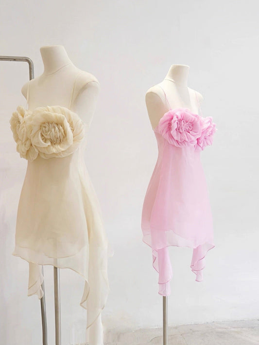 Vestidos de fiesta cortos rosas con tirantes finos, corte A, elegantes y cortos, para cóctel, de noche, para 16 cumpleaños, DH2775