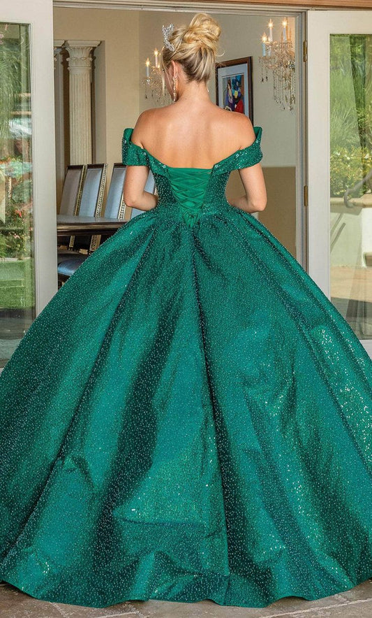 Green Ball Gown Off-the-shoulder Sequins Sweet 16 Dresses SH1651