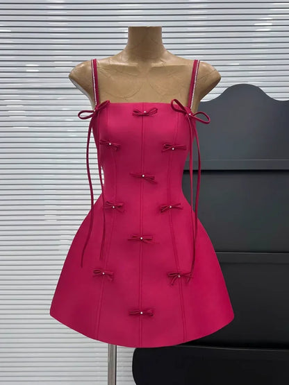 New Fashion Bow Design A-line Spaghetti Strap Party Dresses Homecoming Dresses, TP3809