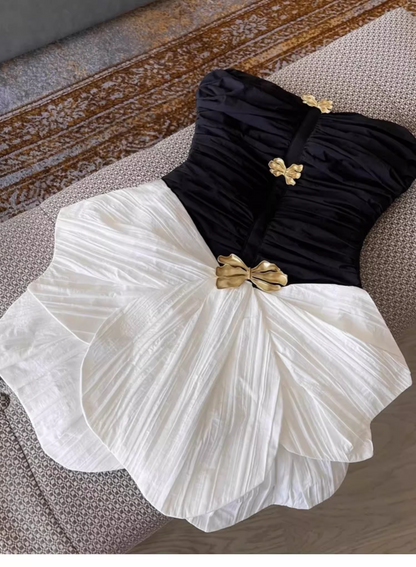 Simple Fashion Strapless Bow Design A-line Mini Party Dresses Homecoming Dresses, TP3839