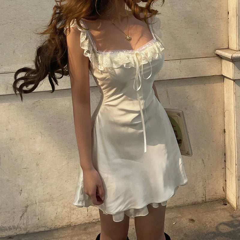 Fashion Lace Patchwork Satin Dress Women Short Party Dress Cocktail Dresses Homecoming Dress     cg25854