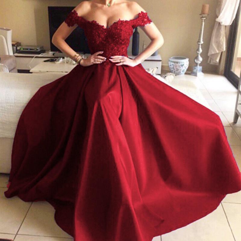 Vestidos de noche largos de sirena de satén con escote en forma de corazón y encaje, vestidos de fiesta con hombros descubiertos