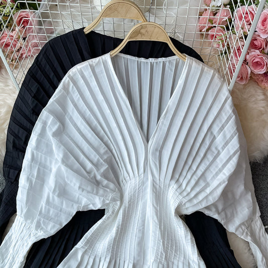 Unique V Neck Long Sleeve Dress Fashion Dress  10911