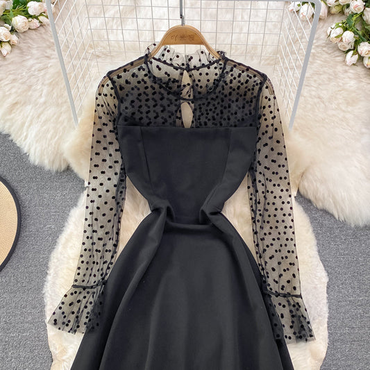 Elegant A Line Long Sleeve Dress See Through Dress  10912