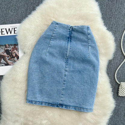 High waist slim A-line skirt versatile Hip Wrap short skirt  11273