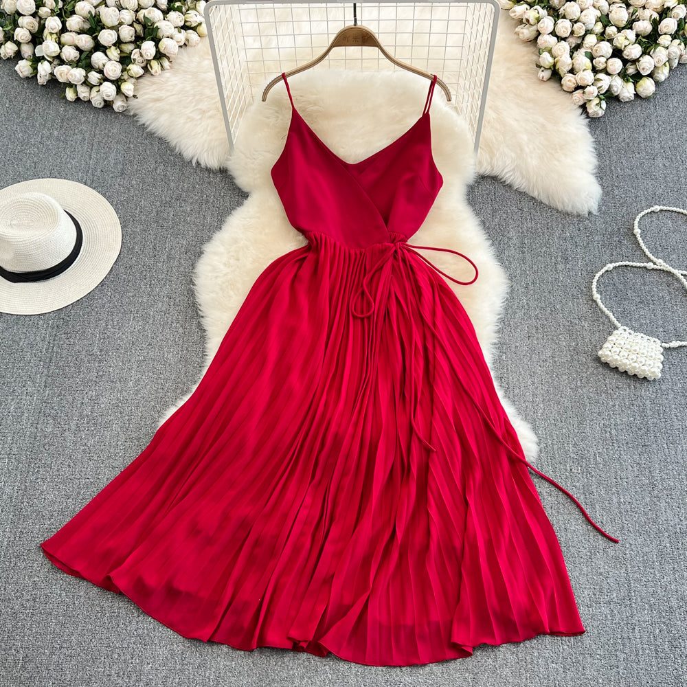 Edge fake style beach skirt sexy backless large Pleated Dress  11107