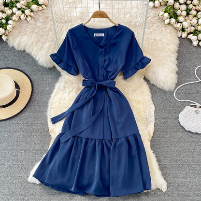Cute V Neck Short Dress A Line Fashion Dress  10901
