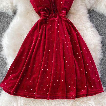 Sexy V Neck Short A Line Dress Fashion Dress  10893
