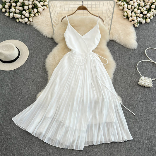 Edge fake style beach skirt sexy backless large Pleated Dress  11107