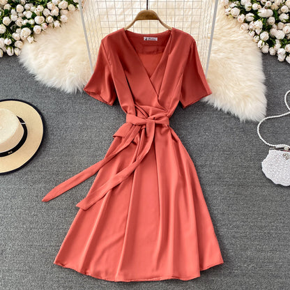 Simple V Neck Short Dress Fashion Dress  10865
