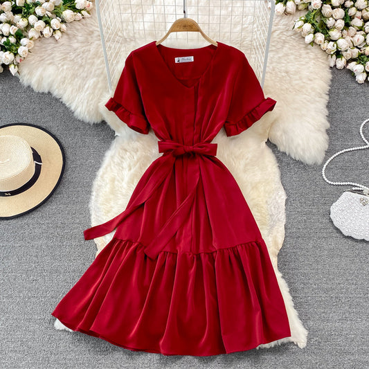 Cute V Neck Short Dress A Line Fashion Dress  10901
