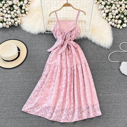 High waist slim A-line lace dress  11202