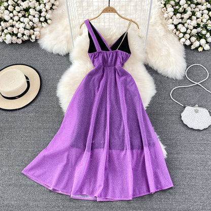 High end celebrity performance host banquet high waist slim dress  11134