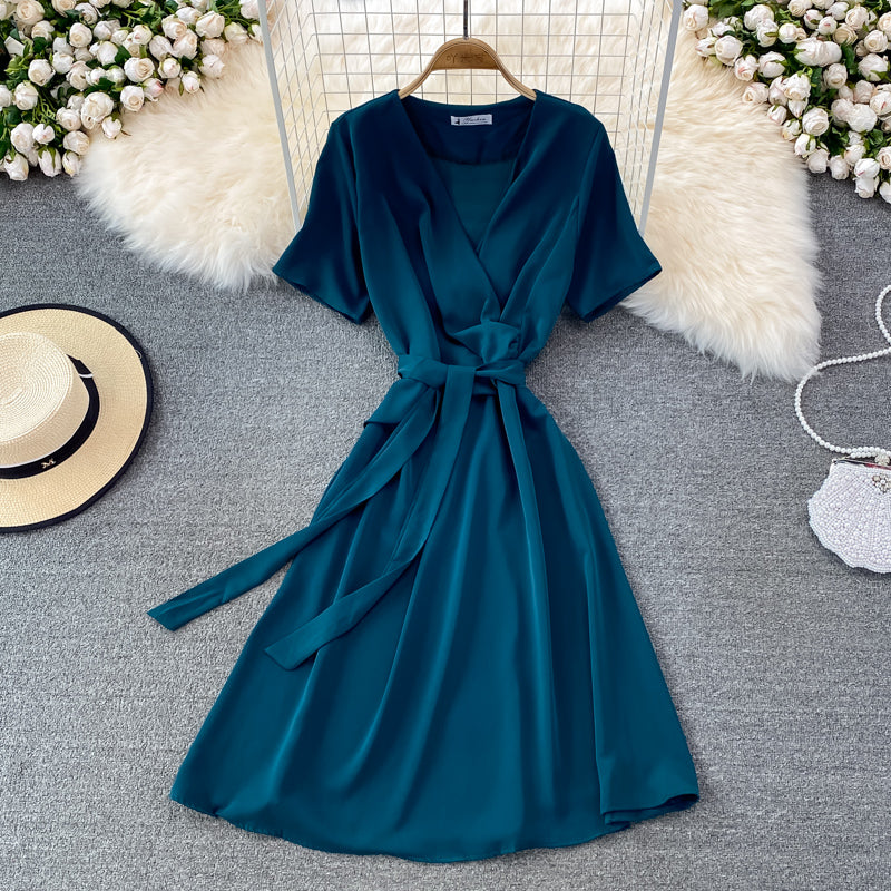 Simple V Neck Short Dress Fashion Dress  10865