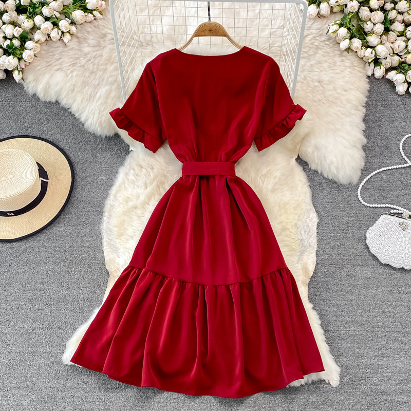 Cute V Neck Short Dress A Line Fashion Dress  10901