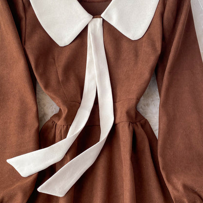 Sweet Corduroy Long Sleeve Dress Fashion Dress  10853