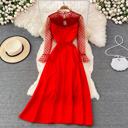 Elegant A Line Long Sleeve Dress See Through Dress  10912