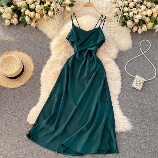 Cute Satin Short A Line Dress Fashion Dress  10944