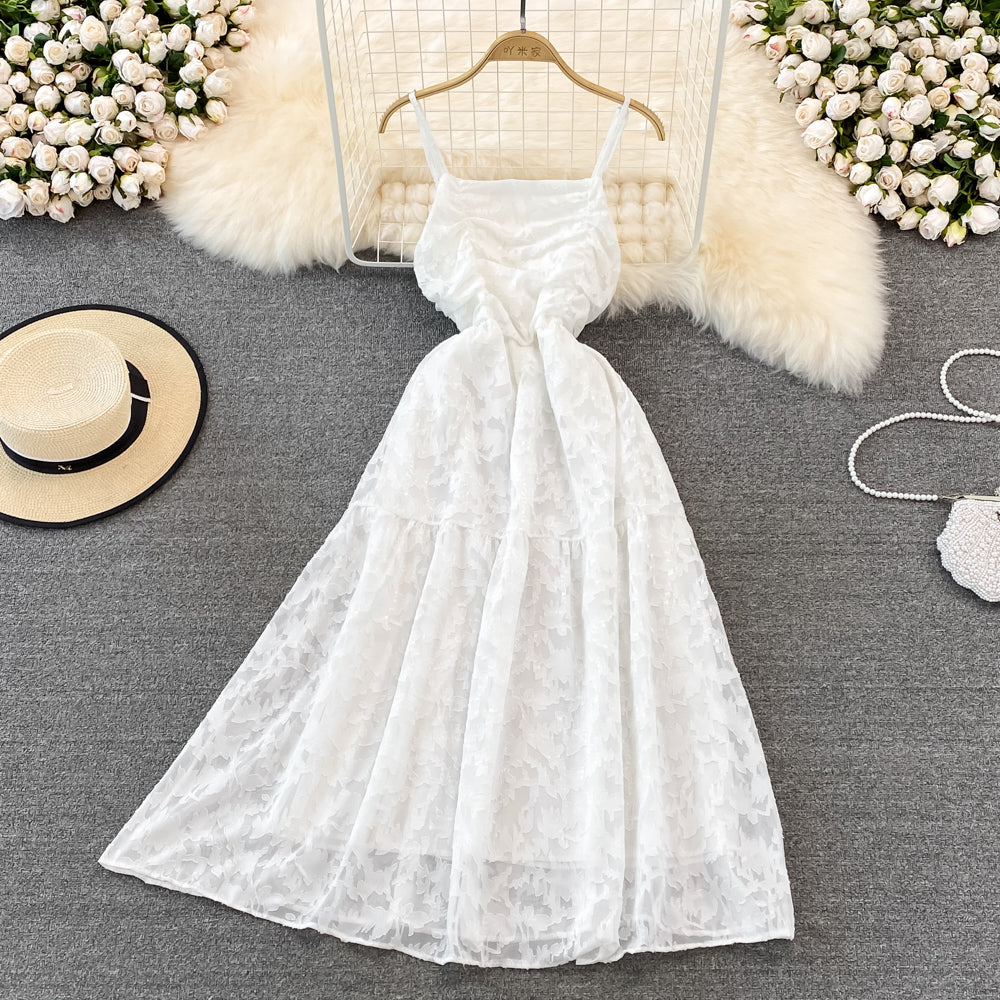 High waist slim A-line lace dress  11202