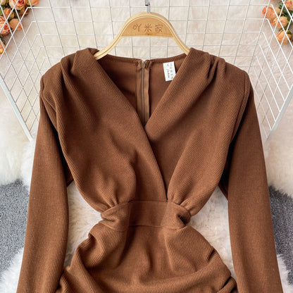 Sexy V Neck Long Sleeve Dress Fashion Dress  10842