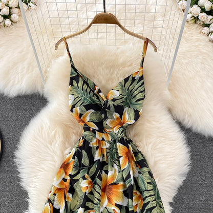 Cute V Neck Floral Dress With Bow Fashion Dress  10790