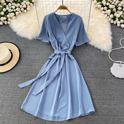 Simple V Neck Short Dress Fashion Dress  10865