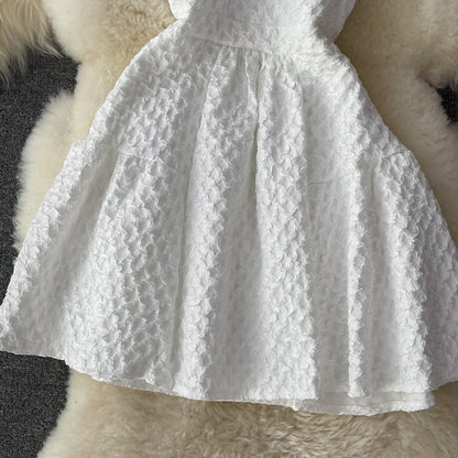 White A Line Short Dress Fashion Dress  10734