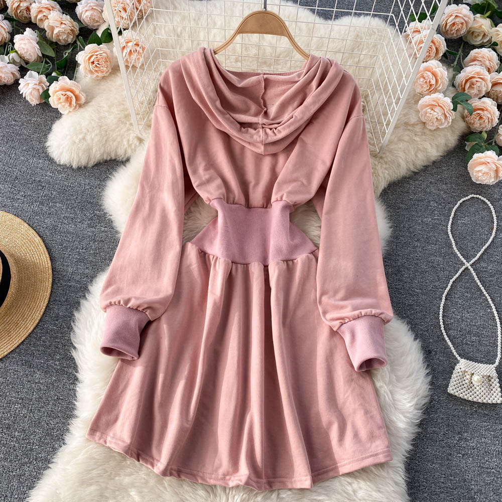 Casual Hooded A Line Dress  10787