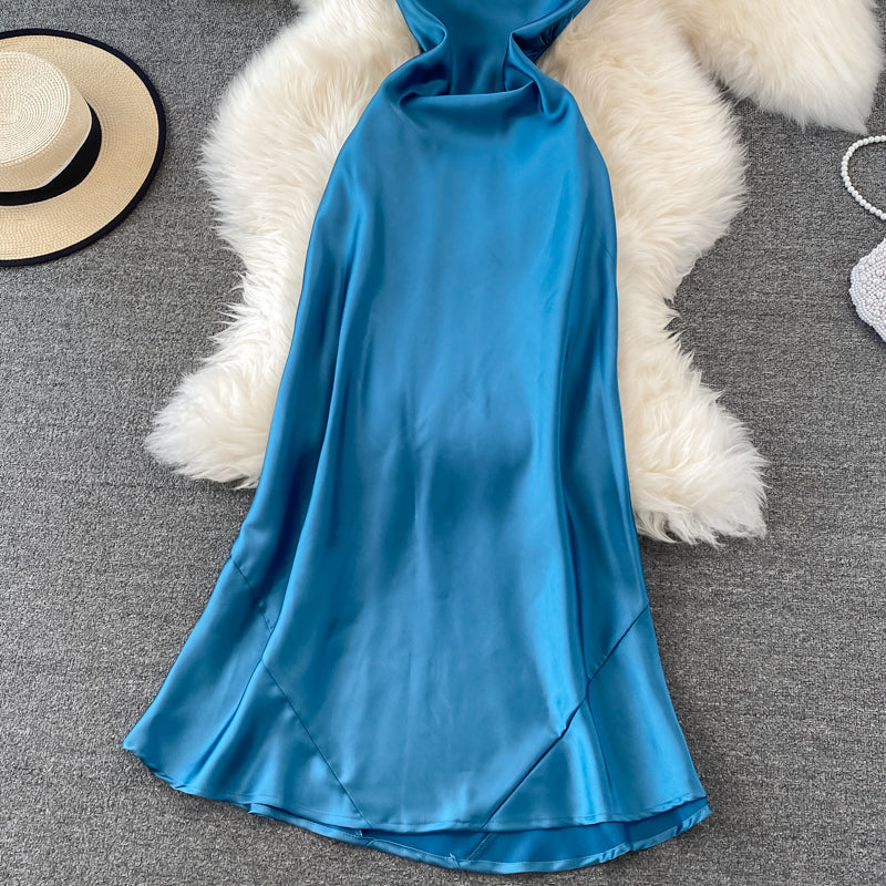 Simple Satin Short Dress Fashion Dress  10792