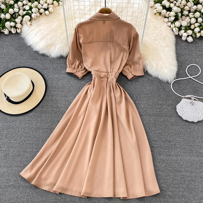 Chic Contrast Color Short-Sleeved Dress  10769
