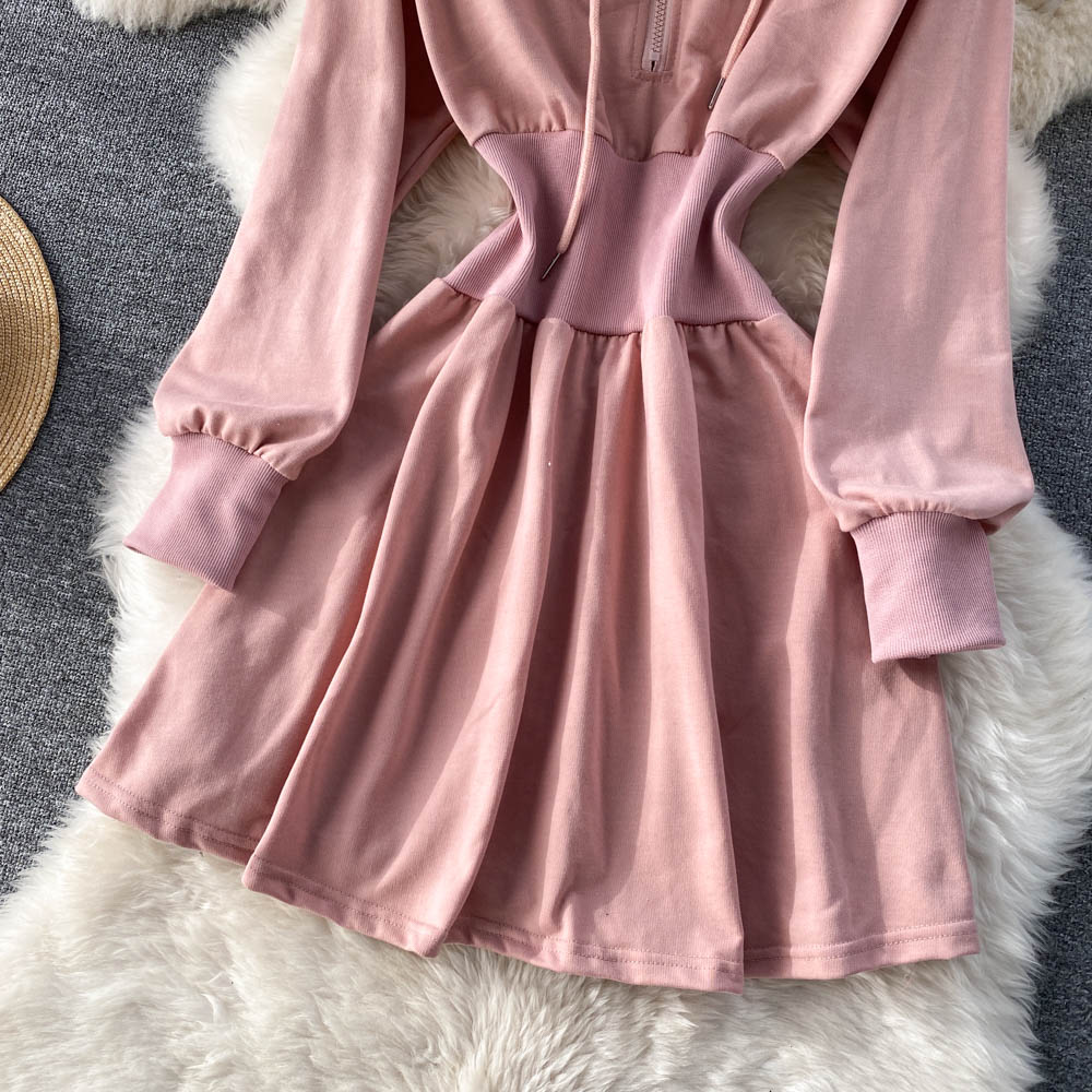 Casual Hooded A Line Dress  10787