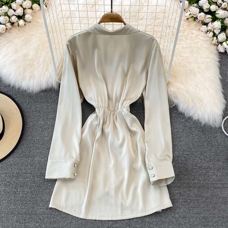 Fashionable Irregular Shirt Long Sleeve Dress  10828
