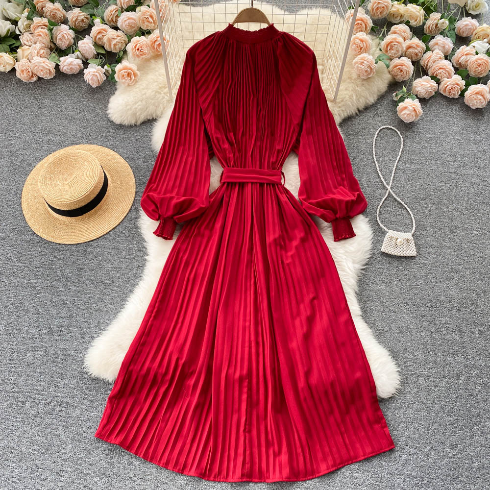 Simple Chiffon Long Sleeve Dress A Line Fashion Dress  10845