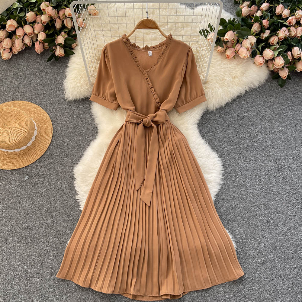 Cute V Neck Chiffon Short Dress Fashion Dress  10816