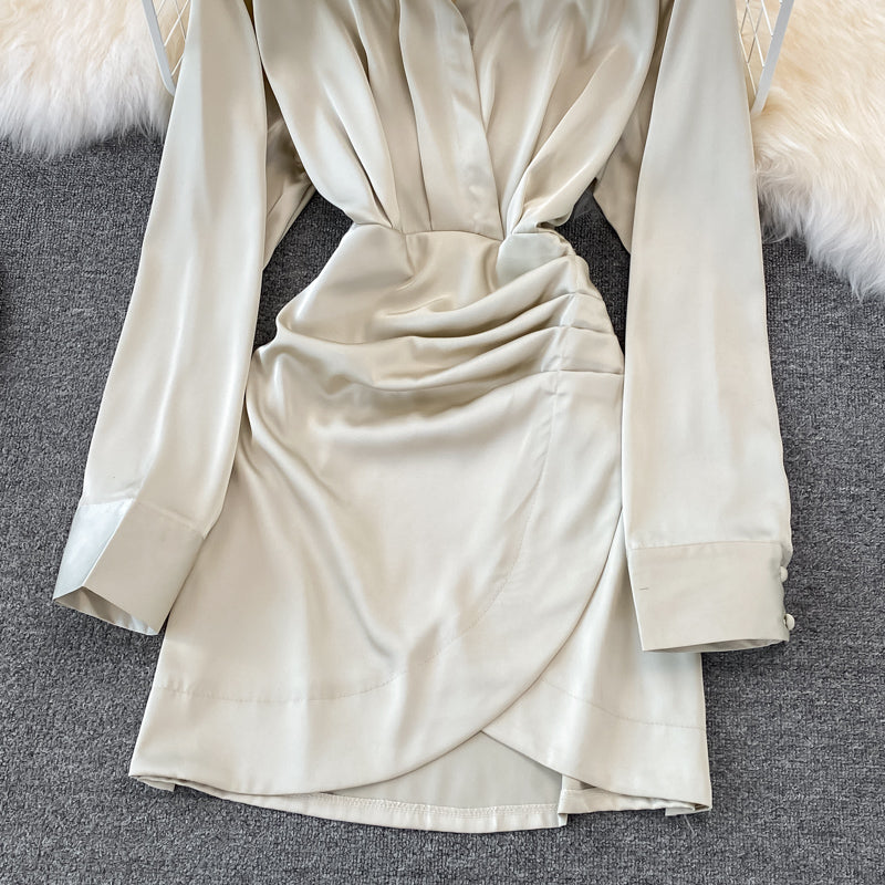 Fashionable Irregular Shirt Long Sleeve Dress  10828